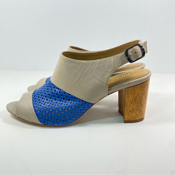 Anthropologie Nina Payne 8.5 9 Slingback Sandal Lina Heels Blue Leather EU 39 - Picture 3 of 11
